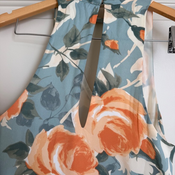 Lulus Part Of Your World Dusty Sage Floral Print Swing Dress Blue - Size Medium - Picture 6 of 7